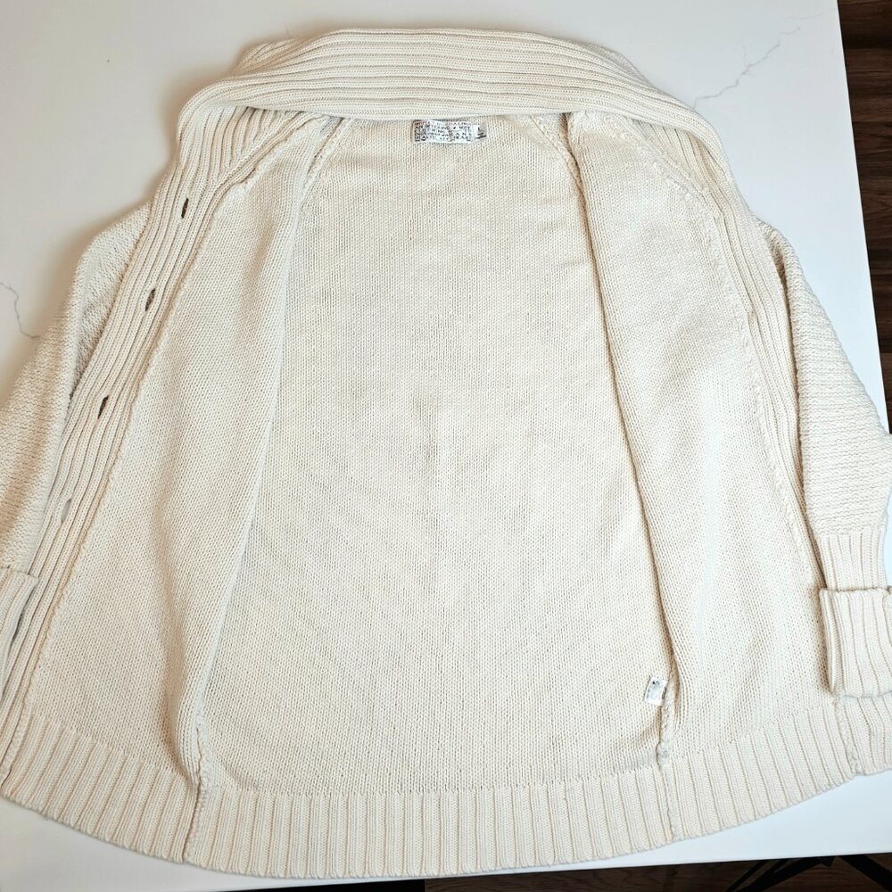 Shipley & Halmos Cotton Cashmere Shawl Collar Cardigan Cream Size L - Picture 12 of 16